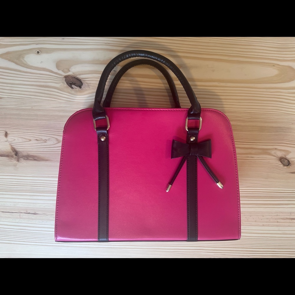 Pink and black purse